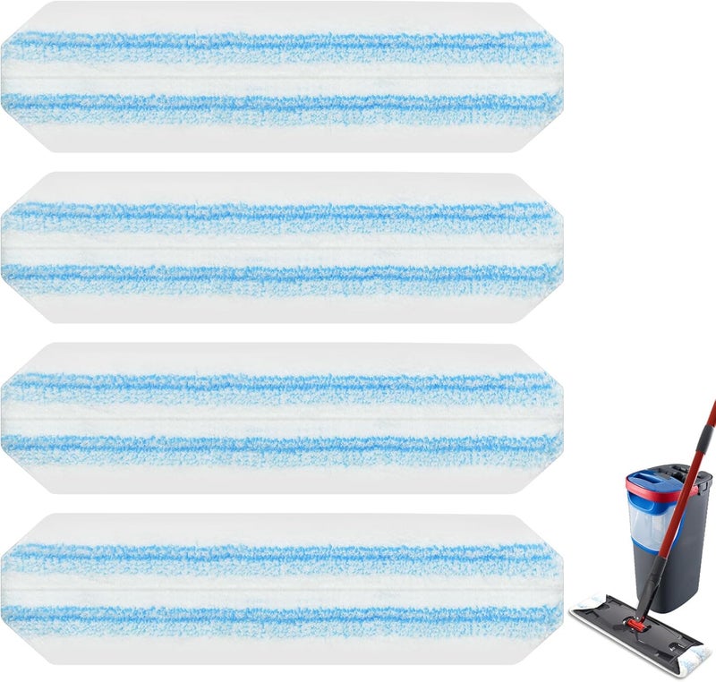 GFRED Mop Pads Replacements Compatible with O Cedar H2prO Flat Mop System Microfiber Mop Replacement Heads for O-Cedar/Vileda H2prO Flat Floor Mop, Washable & Reusable Pad Refills for Deep Cleaning, 4 Pack - Image 1